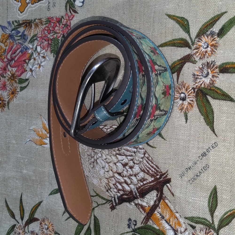 Ariat Longhorn Floral Print Western Belt (Women) Turquoise
